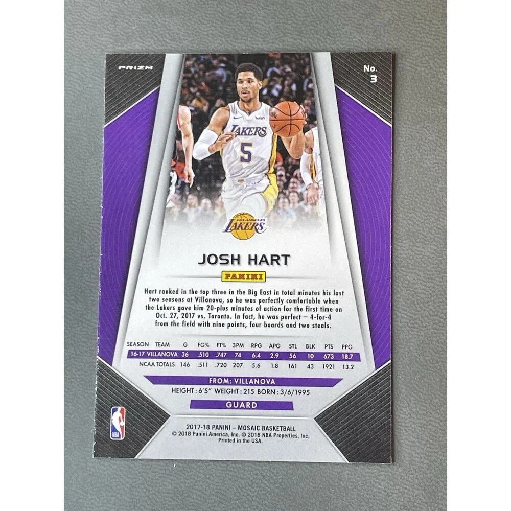 2017-18 Mosaic Prizm Josh Hart #3 Lot Silver Green Orange Blue Red Purple /99